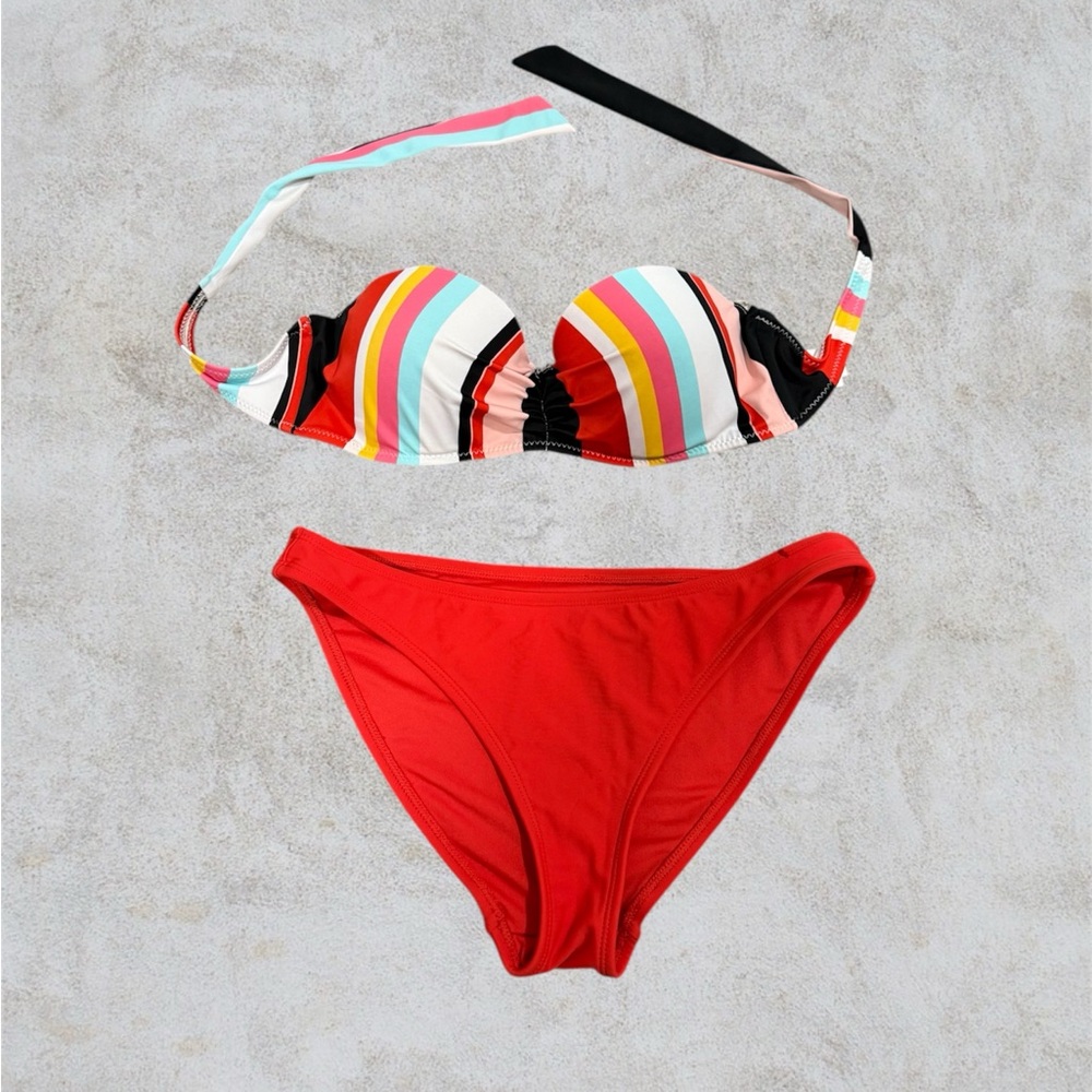 Vans Colorful Striped Bikini with Red Bottoms